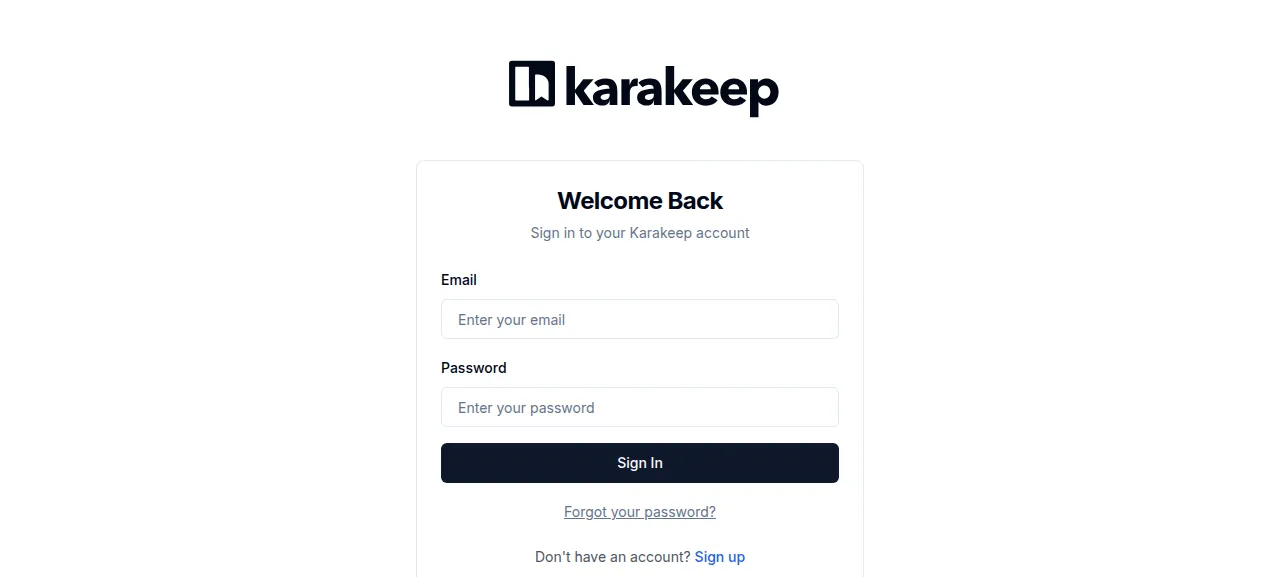 The Karakeep sign-in page